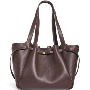 Tory Burch Dark Brown Pebbled Leather Tote